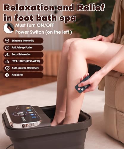 OOAMBB Collapsible Foot Spa with Heat, Bubble,Temp Control,Remote Control, Color Touch Screen Foot Bath Massager with 6 Massage Rollers,Foot Soaking Tub,Pedicure Foot spa for Stress Relief (Deep Grey) - color: Deep Grey