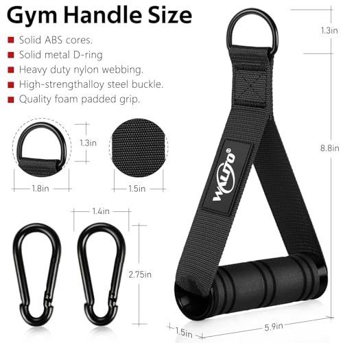 WALITO Exercise Handles, Replacement Cable Machine Attachments for Home Gym Equipment, Pulley System, Pilates, Resistance Bands, Strength Trainer, Heavy Duty Working Out Handles - color: Black