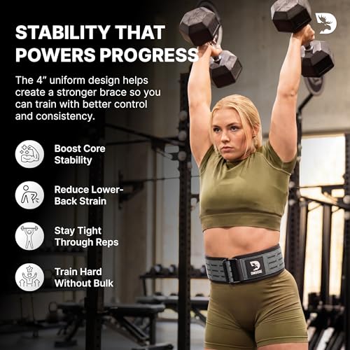 DMoose Fitness Auto Locking Weight Lifting Belt for Men & Women - 4" Nylon Squat & Deadlift Belt with Quick-Release Buckle - Gym Workout Belts for Lumbar Back Support for Weightlifting & Powerlifting - color: Charcoal Gray, size: Medium
