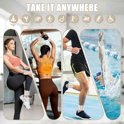 BECOJADDE Ankle Weights for Women Wrist Weights Set of 2 (1 lb/2 lb Each) Adjustable Arm Leg Weight for Womens Men Suitable for Walking Swimming Running Pilates Yoga Gym - color: Milky Apricot, size: 2lb Pair (1lb Each)