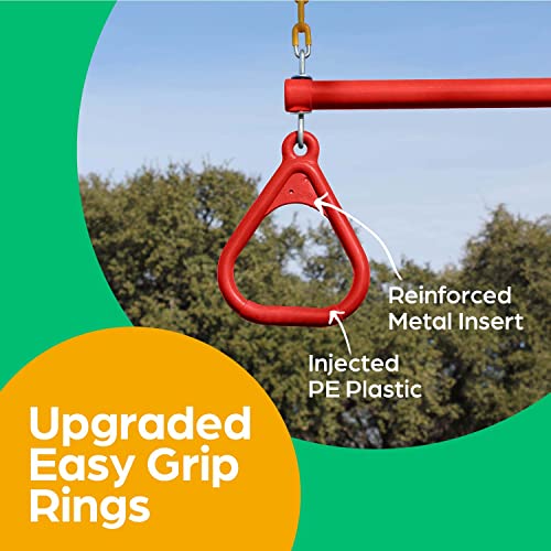 Jungle Gym Kingdom Swing Sets for Backyard, Monkey Bars & Swingset Accessories - Set Includes 18" Trapeze Swing Bar & 48" Heavy Duty Chain with Locking Carabiners - Outdoor Play Equipment (Red) - color: Red