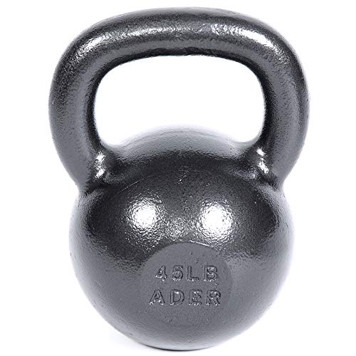 Ader Premier Kettlebell Set with DVD (5, 10, 15, 20, 25, 30, 35, 40, 45, 50lb) Rack and Rubber Mat