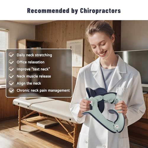 Neck Stretcher ＆ Neck Support, Adjustable Neck Traction for Neck Pain Relief, Easy to Use, Lightweight for Home, Office, Travel - Green