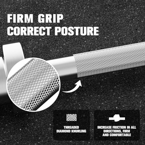 RITFIT Olympic Barbell 4ft/6ft - 2 Inch Weight Bar for Strength Training, Weightlifting, Squat, Deadlift, Bench Press, Curl, Overhead Press - 350lbs/500lbs Capacity - color: Silver, size: 4FT with Collar
