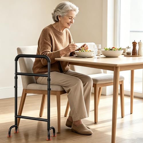 Stand Assist Aid for Elderly, Use on Chair & Couch, Fits Tight Spaces | Sturdy aluminum frame, 19.6" non-slip base. Adjustable 29.7"-39.7". 450 lb cap.Use on chair, couch, bed & toilet. - color: Black-aluminium