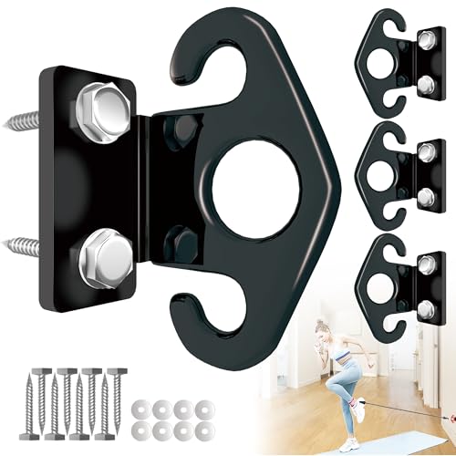 4 PCS Resistance Band Wall Anchors, Exercise Band Wall Anchor, Gym Wall Hooks for Resistance Bands, Workout Wall Mount Anchor for Physical Therapy and Small Space Home - Black - color: Black