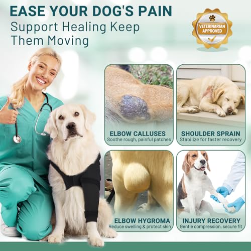 Dog Elbow Protector Brace, Dog Leg Sleeves Anti-Licking for Arthritis, Hygroma, Pressure Sores, and Calluses, Dogs Elbows Pads & Shoulder Brace for Elbow Dysplasia and Injury Recovery, Left M - size: M