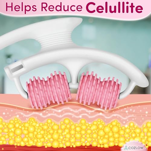 COZLOW Cellulite Massage Roller - Pink - Anti-Cellulite Massager with Detachable Roller Handles for Thighs, Legs & Buttocks - Fascia Massage Tool for Lymphatic Drainage & Deep Tissue Therapy - color: Pink