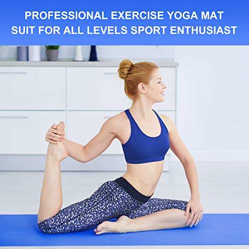 Funtery 3 mm Thin Yoga Mats Bulk, 68 x 24 Inches Lightweight PVC Exercise Mats Non Slip Workout Fitness Pads for Yoga Pilates Stretching Classes Gym Home Studio - color: Dark Blue