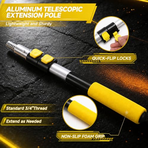 1.4–3 FT Telescoping Pole, Paint Roller Extension Handle with Threaded Metal Tip for Indoor Painting, Dusting and Window Cleaning (Yellow) - color: Yellow
