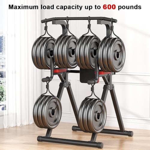 Foldable Power Tower, Adjustable Multifunction Pull Up Bar Dip Station Rack
