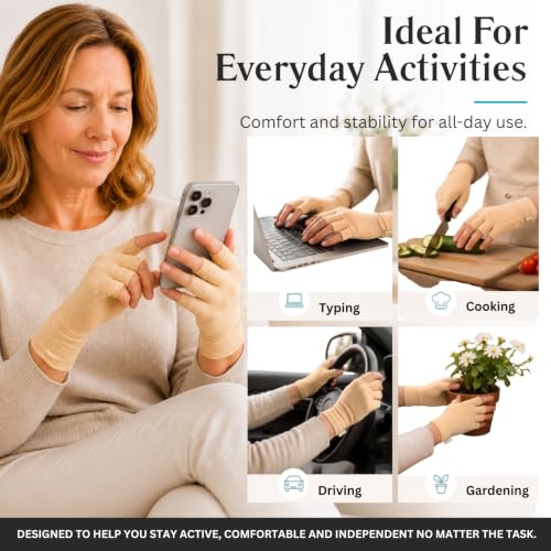Vive Compression Arthritis Gloves - Comfortable Fit for Men and Women - Open Finger for Rheumatoid, Osteoarthritis, Carpal Tunnel and Computer Typing Pain Relief - Hand and Wrist (X-Small) | Osteoarthritis- Arthritic Joint Pain Relief - Carpal Tunnel Wris