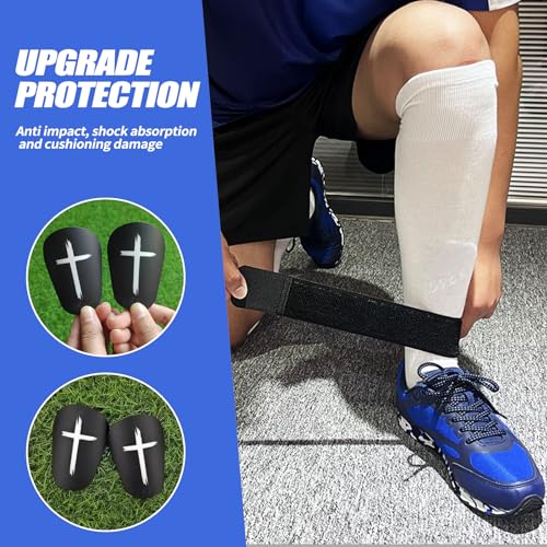 TOMIYO Mini Shin Guards Soccer,Small Extra Small Protective Equipment Pads | Small Tiny ShinGuards Kids Ages 4-6 Calf Protective Gear Fixed Straps and Socks, Light Soft EVA Reduce Impact for Player - color: Black Base Cross, size: Small