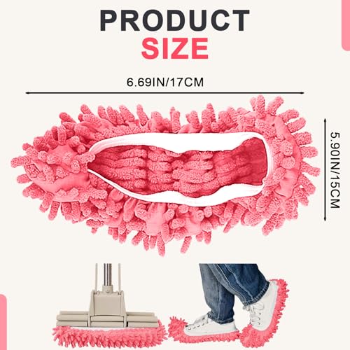 Mop Slippers Floor Cleaning Slippers Reusable Slipper Mop Covers Wearable Floor Cleaner for Household Indoor Use ,Pink - color: Pink