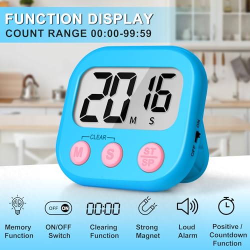 ZILLEEN Classroom Timer for Kids Teachers 2 Pack Digital Timers, Blue & White - color: White & Blue