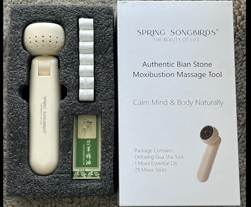 Upgraded Design Moxibustion Gua Sha Kit with Natural Bian Stone, Moxa Herbal Skincare | Stone Massage Kit for Relaxation & Self-Care