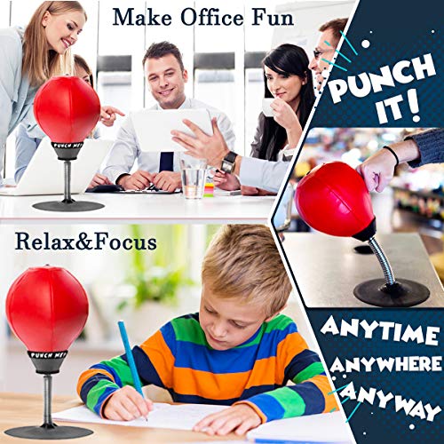 CozyBomB Desktop Punching Bag, Super Strong Suction Boxing Bag | Speed Balls Heavy Duty Stress Relief Boxing Bag, Cool Stuff for Office, White Elephant Gift for Boss or Coworker