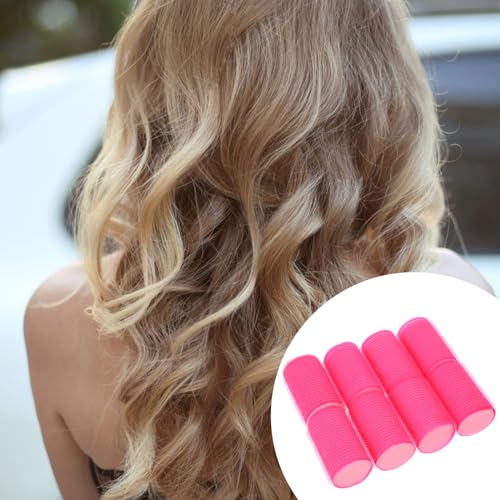 Uonlytech 8Pcs Hair Sponge Curlers Hair Rollers Set Self Grip Foam Hair Rollers Hairdressing Tools for Women Girls Long Hair, Rose Red