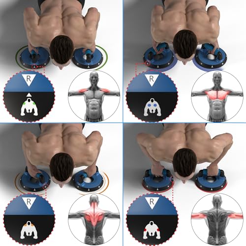 READAEER Push Up Bars, Rotating Handle Design with Bearings for Smooth, Effortless for a Wider Range of Motion, Handle Rotation, Wide Grips with Non-Slip Rubber Pads for Comfort Exercise - color: Blue