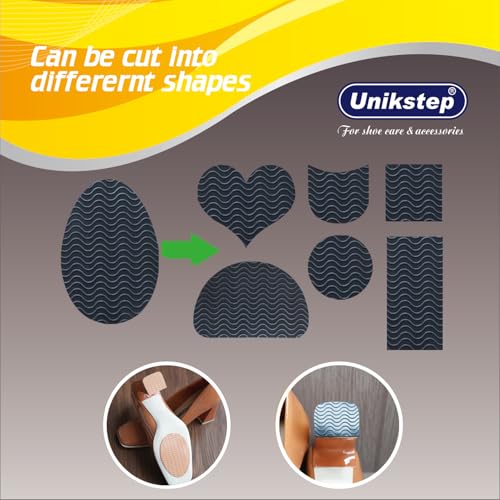 UNIKSTEP 6 Pairs (12 Pieces) Shoe Sole Non Slip Pads, Anti Skid Self Adhesive Rubber Grips, Shoe Bottom Front Sole and Heel Noise Reduction Protector Cushions (Black with Wave Pattern) - color: Black With Wave Pattern