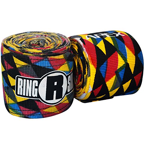 Ringside Apex 180” Boxing Hand Wraps Pair - Durable, Elastic Training Wraps with Hook & Loop Closure, Multi-Color Options, Perfect for MMA, Muay Thai, Kickboxing - color: Multicolor
