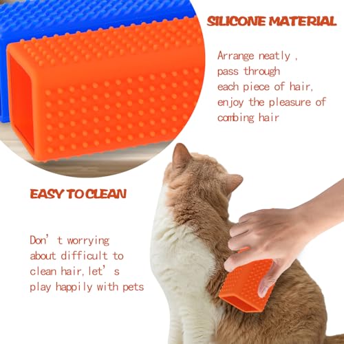 2pcs Pet Dog Cat Hair Remover, Pet Hair Removal Tool, Hollow Cleaner Brush for car，Interior, Furniture, Sofa (orangeblue) - color: orangeblue