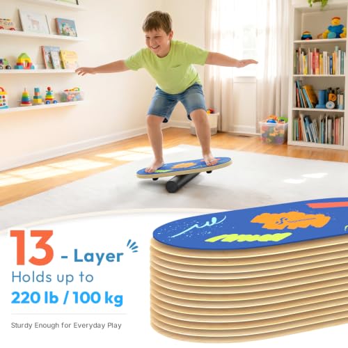 Sportneer Kids Balance Board, 4-Mode Adjustable Balance Trainer | Build for Kids, 4 Modes, Safe & Sturdy Wobble Board, Balance Trainer - color: Brush Blue