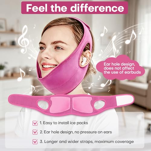 Wisdom Teeth Ice Pack Head Wrap Jaw Face Ice Pack for Wisdom Teeth Removal Extraction Toothache Pain Relief Facial Face Oral Surgery TMJ Tonsillectomy Recovery Must Haves (Hot Pink) - color: Hot Pink
