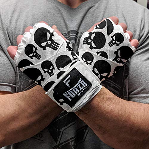 Forza Sports 180" Mexican Style Boxing and MMA Handwraps - color: Skulls White