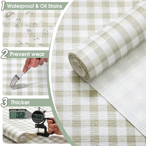 Drawer and Shelf Liner, Non-Slip Kitchen Cabinet Liners Non-Adhesive Thick Strong Grip Waterproof Washable Mats Protect Dresser Shelves Cupboard Bathroom Cabinets, Yellow Plaid, 12 in X 10 FT - color: Yellow Plaid, size: 11.8"W x 118"L