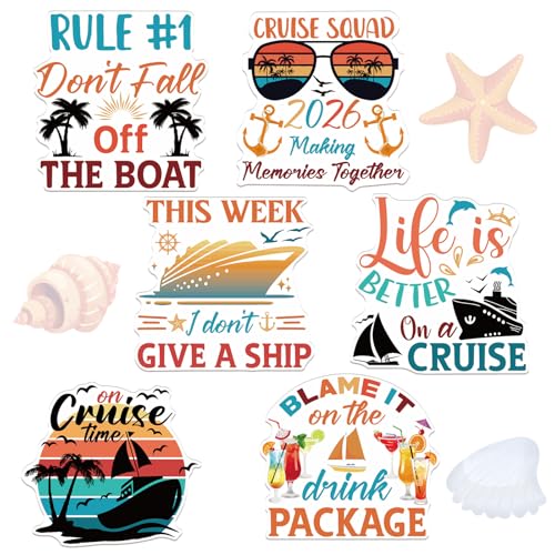 Large Cruise Door Decorations Magnetic - Wxiben 6PCS 2026 Sea Navigation Cruise Ship Door Decorations Funny Boat Anchor Tropical Drink Coconut Tree Cruise Door Magnets for Carnival Cabin Fridge Decor - style: Retro Cruise