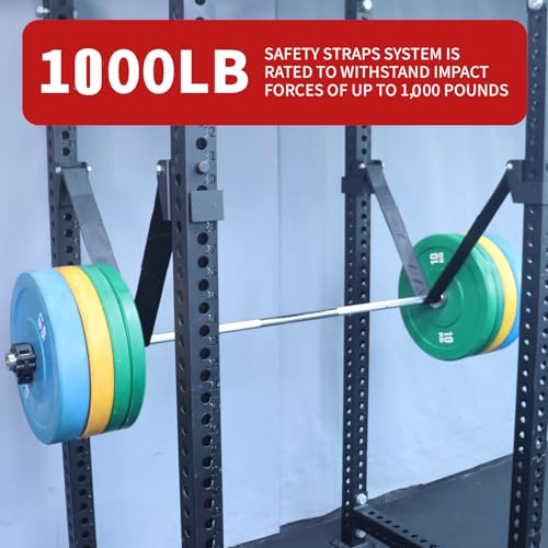 MARLANG Power Rack Attachments Safety Straps Squat Rack Attachments Fit 3x3 Power Rack for Row Deadlift Bench Press Hip Thrust Chest Press and More - size: 3"x3" Post,0.7" Hole diameter,Straps Length 47.24“
