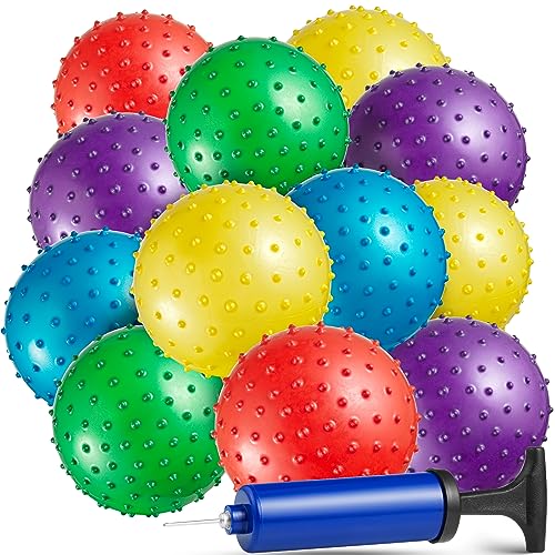 Bedwina Mini Knobby Balls - Bulk 5 Inch Sensory Balls and Spiky Massage Stress Balls with Pump, Fun Bouncy Ball Party Favors - style: 36-Pcs