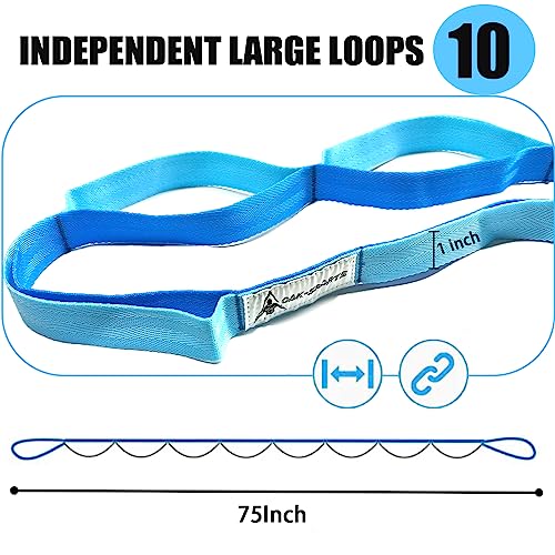 Stretching Strap Yoga Strap with Loops, Stretch Straps for Physical Therapy, Non-Elastic Exercise Strap for Pilates, Dance and Gymnastics with Workout Guide - color: Light Blue