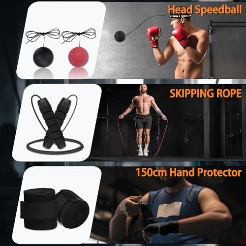 4FT Hanging Punching Bag for Adults, Unfilled Canvas Heavy Boxing Bag Set with 12oz Boxing Gloves Hand Wraps, Jump Rope, Reflex Ball for MMA Kickboxing Muay Thai Training Home - style: Oxford Bag