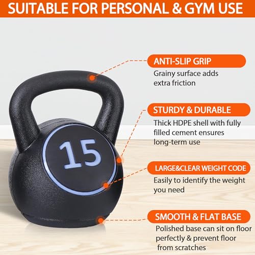 Nouva Kettlebell Sets, Strength Training Kettlebells Wide Grip Kettlebell Exercise Fitness Weight Set for Home Gym Weightlifting, Strength & Core Training - style: 5 - 20lb