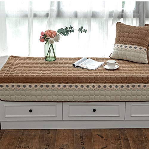 JeogYong Farmhouse Window Seat Cushion, Non Slip Pads/Bay Window Sill Bench - Indoor for Bedroom, 27.55 x 70.86 Inches, Chocolate - color: Chocolate, size: 27.55" x 70.86"(70 x 180cm)