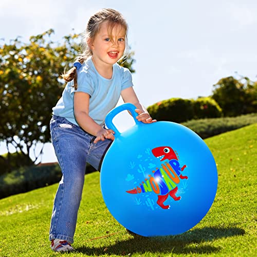Hopper Ball, Dinosaur Hopping Toys for Kids, 18 Inch Bouncy Ball with Handle, Blue Inflatable Bouncing Hoppity Hop Toys for Boys and Girls Gifts - color: Blue Dinosaur, size: Age:4-8(18''/45cm)