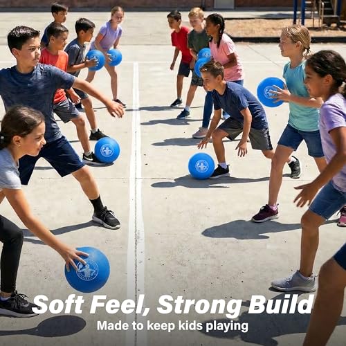GoSports Inflatable Dodgeballs - Choose 5 Inch or 7 Inch No Sting Balls - Set of 6 Includes Ball Pump & Mesh Bag - color: 7" Balls 6 Pack - Blue