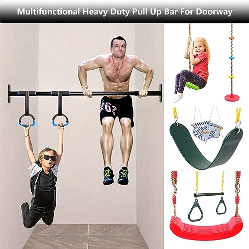 Heavy Duty Adjustable Width Pull Up Bar for Doorway, Steel Strength Training Pull-up Bars, Max 660lbs, Doorway Pull Up Bar Include 4pcs Steel 6 Angle Expansion Screw - size: 121 to 140cm(47.6 to 55inch)