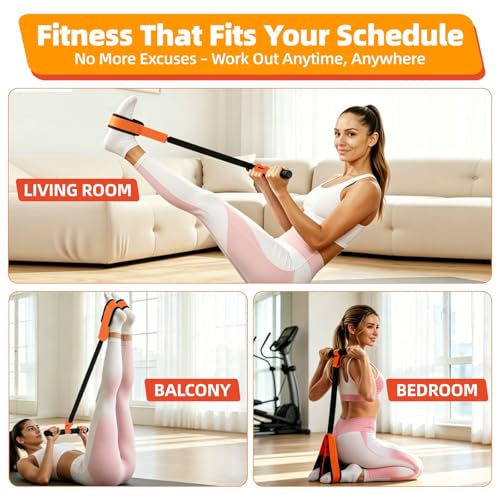 Pedal Resistance Band with Handle, 2026 Upgraded Durable Women Exercise Bands for Core Abs, Full Body Workout Equipment for Home Gym, Pilates, Physical Therapy