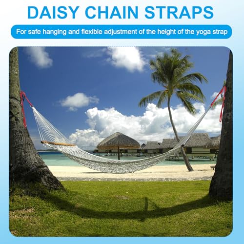 PATIKIL Daisy Chain Straps, Strong Climbing Strap Adjustable Nylon Chain Sling with Loops for Aerial Yoga Hammock Swing - color: Orange, size: 51 Inch