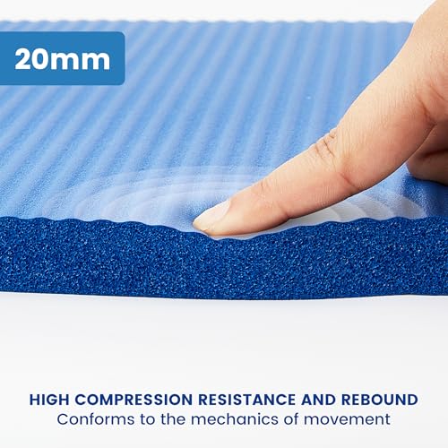 Yoga Knee Pad Cushion, 24 x 9.8 x 0.8 in Thick Mini Yoga Mat, Odor-Free NBR Workout Mat with Storage Strap, Small Exercise Mat for Yoga, Pilates, Kneeling, Planks & Home Gym - color: Blue