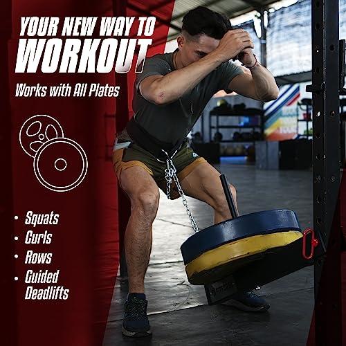 FitForge Belt Squat Attachment for Rack and Squat Belt - Space Saving Power Rack Squat Stand Attachment - Power Cage Squat Rack Add On for Home Gym, Compatible with All Hole Plates