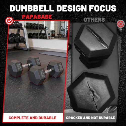 Hex Dumbbell Sets with Rack, 85-560lb Dumbbell Weight Set & Storage Rack | PAPABABE Dumbbell Set with Stand, Rubber Dumbbell Weight Set, Multiple Options Hand Weight for Strength Training - size: 330lb (15, 20, 25, 30, 35, 40lb)x2& Rack