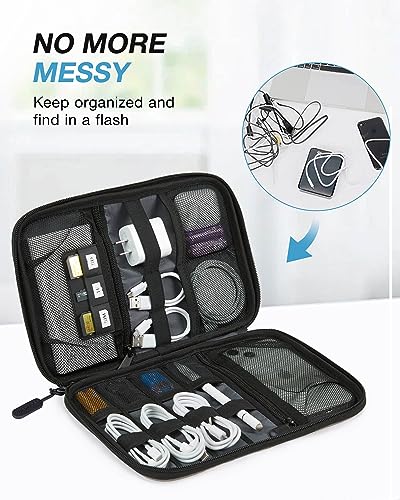 BAGSMART Large Electronics Organizer Travel Case for Tech Accessories, Blue | Tech Accessories, Cord Storage Bag, For Phone, Power Bank, SD Card, Cables - color: Grey