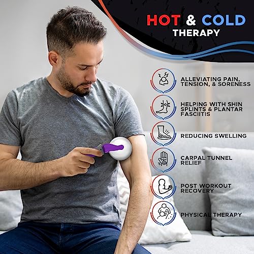 PRIME Fitness Cold Massage Roller Ball | Cold Therapy | Ice Roller Ball with Handle | cryo Stick | Relieve Muscle Pain (Purple) - color: Purple