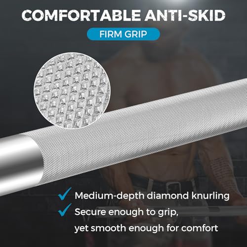 DASKING 4ft/4.9ft Barbell, 2-Inch Olympic Detachable Bar, Portable Strength Training Bar for Weightlifting, Squat, Bench Press, Home Gym, 450LBS, Includes Silent Collars - size: 3.9 Ft
