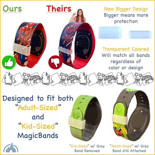 MagicBand+ Travel Case. Includes 5 MagicBand Protectors and 20 Custom Park/Ship-Themed Stickers. Disney World Accessories for Trip. Disney Cruise Essentials.