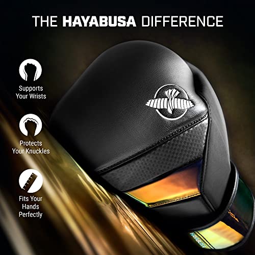 Hayabusa T3 Boxing Gloves - Sparring | Sparring Gloves, Muay Thai Gloves, Kickboxing Gloves, Heavy Bag Gloves, Boxing Gloves for Men and Women, Boxing Gloves - color: Black/Iridescent, size: 16oz